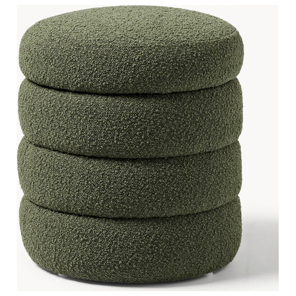Bouclé-Polsterhocker Alto mit Stauraum