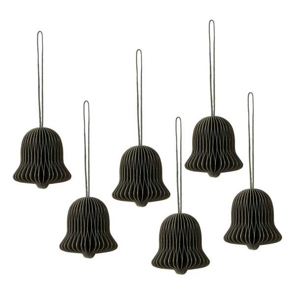 Broste Copenhagen - Chime Bell Deko-Anhänger, Ø 4,5 x H 5 cm, thyme (6er-Set)