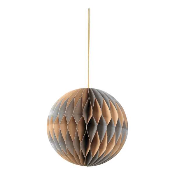 Broste Copenhagen - Christmas Ball Deko-Anhänger, Ø 13 cm, silver / indian tan