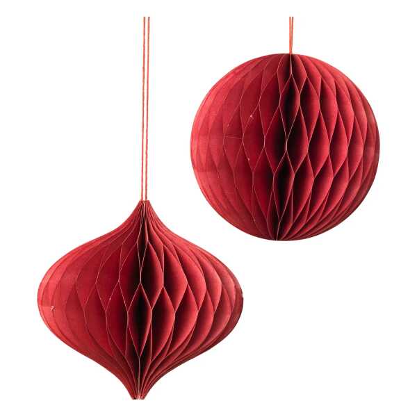 Broste Copenhagen - Christmas Mix Deko-Anhänger, Ø 13 x H 13 cm, pompeian red (2er-Set)