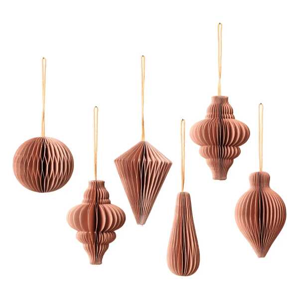 Broste Copenhagen - Christmas Mix Deko-Anhänger, Ø 5 x H 7 cm, dusty pink (6er-Set)