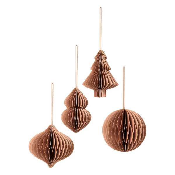 Broste Copenhagen - Christmas Mix Deko-Anhänger, Ø 9 x H 10 cm, dusty pink (4er-Set)