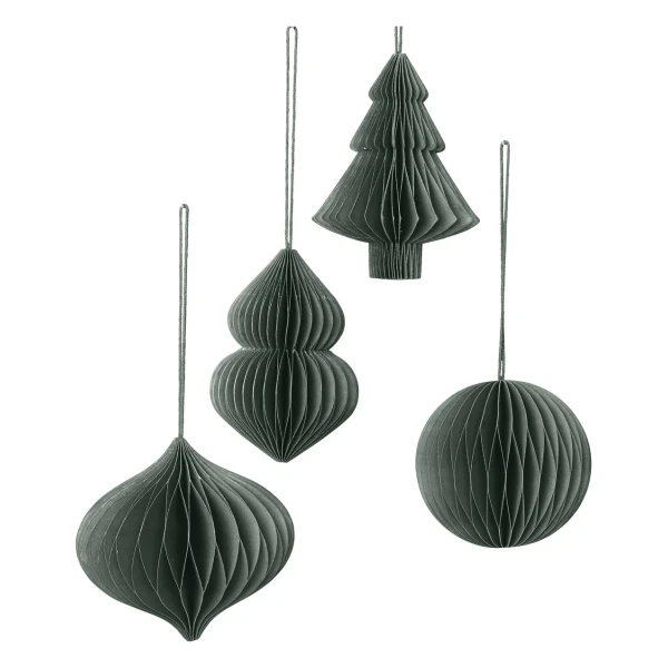 Broste Copenhagen - Christmas Mix Deko-Anhänger, Ø 9 x H 10 cm, thyme (4er-Set)