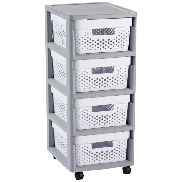 Curver Badregal, Aufbewahrungseinheit Schubladenwagen 4x11L Infinity