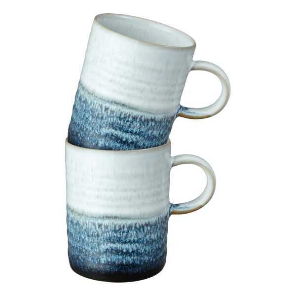 Denby Kiln blue ridged Tasse 2er-Pack 41 cl
