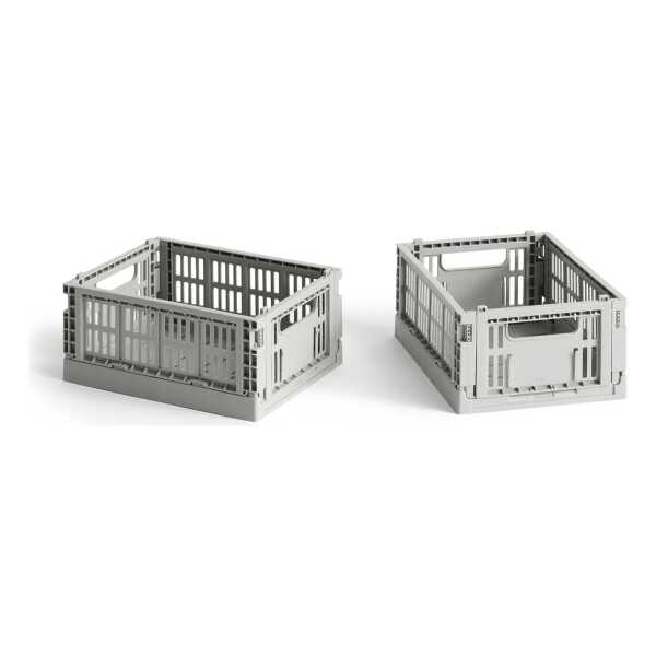 HAY - Colour Crate Korb Mini, 17 x 13 cm, light grey, recycled (2er-Set)