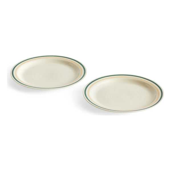 HAY - Sobremesa Teller, Ă 24,5 cm, grĂŒn / sand (2er-Set)