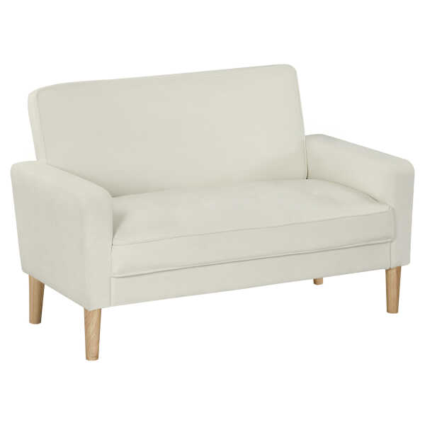 HOMCOM Sofa 2-Sitzer 130 cm Kleine Couch Gepolstert Polstersofa mit Armlehne, Samtoptik, Getuftetes, Modernes Doppelsofa Loungesofa für Wohnzimmer, Schlafzimmer, Kleinen Raum, Cremeweiß Aosom