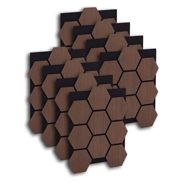 Homestyle4u Akustikpaneele 8 Wandpaneele Holz Hexagon 76 x 62 cm Stück Braun