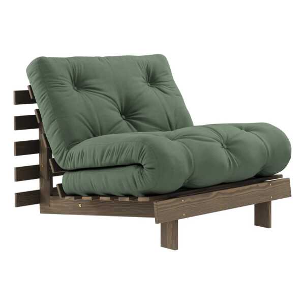 Karup Design - Roots Schlafsessel 90 cm, Kiefer carobbraun / olivgrün (756)