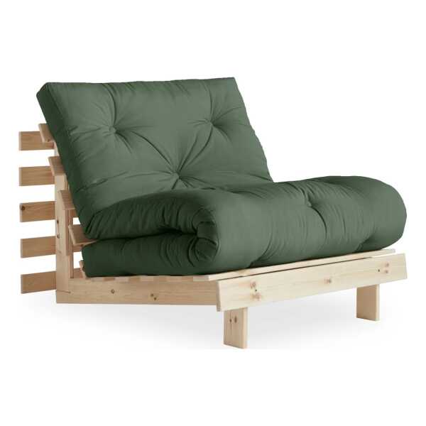 Karup Design - Roots Schlafsessel 90 cm, Kiefer natur / olivgrün (756)