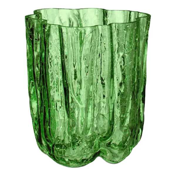 Kosta Boda Crackle Vase 12,1 cm Dunkelgrün