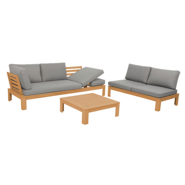 Acamp LOUNGEGARNITUR Grau, Teak