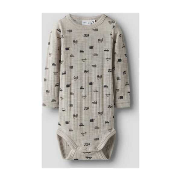 Name It Langarmbody NBMWANG WOOL NEEDLE LS BODY NOOS aus reiner Merinowolle