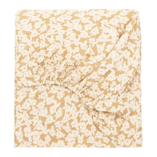 Nobodinoz - Wabi Sabi Spannbettlaken, 70 x 140 x 15 cm, golden brown sakura