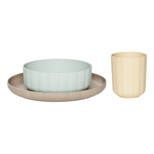 OYOY Mini - Pullo Kindergeschirr-Set, pale mint / vanilla / taupe (3-tlg.)