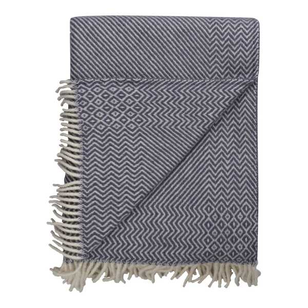 Røros Tweed - Kattefot Wolldecke, 140 x 220 cm, blau