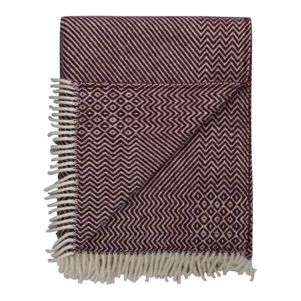 Røros Tweed - Kattefot Wolldecke, 140 x 220 cm, burgund