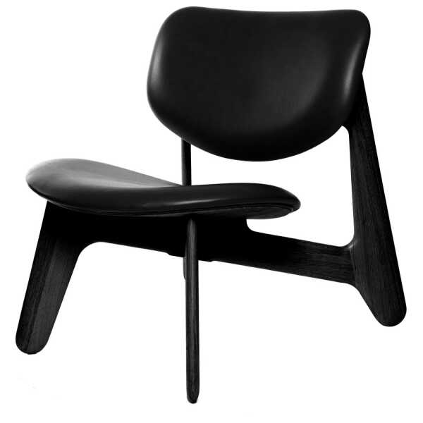 Tom Dixon Slab Loungesessel gepolsterter Sitz Black ash-black leather