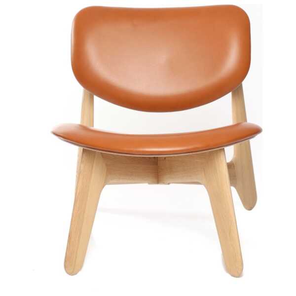 Tom Dixon Slab Loungesessel gepolsterter Sitz Natural oak-cognac leather
