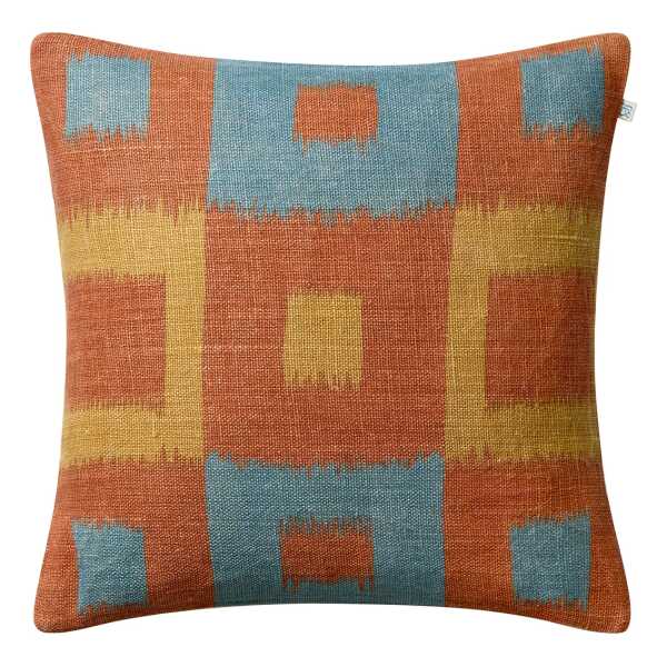 Chhatwal & Jonsson Vicky Kissenbezug 50x50 cm Apricot orange-heaven blue-khaki