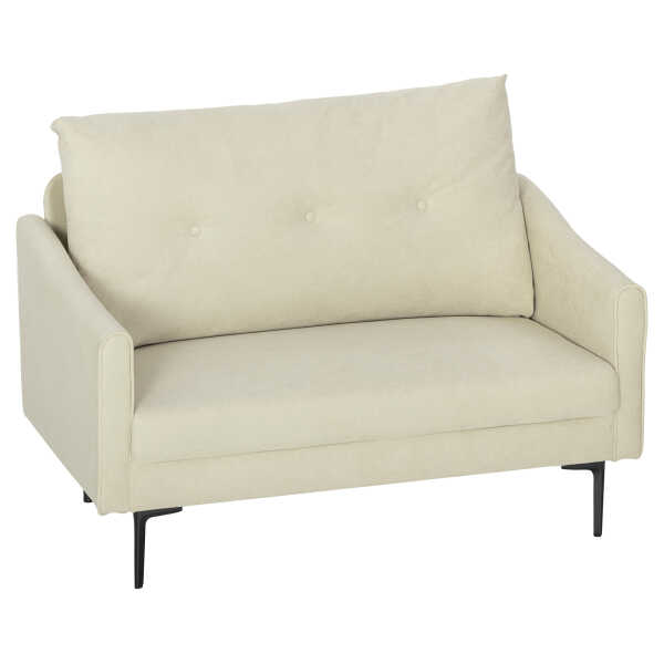 HOMCOM Sofa 2-Sitzer 124 cm Kleine Couch Dick Gepolstert Polstersofa mit Armlehne, Samtoptik, Getuftetes Loungesofa für Wohnzimmer, Schlafzimmer, Kleinen Raum, Cremeweiß Aosom