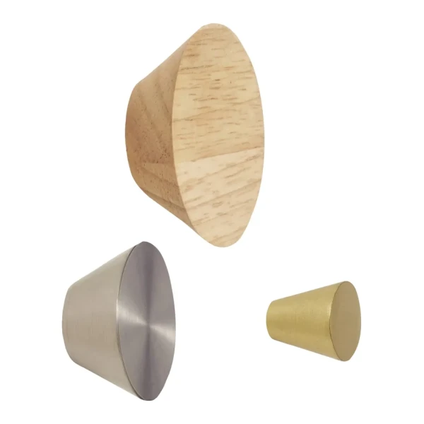 Hübsch Knopf 3er-Pack Metall-holz-nickel-messing