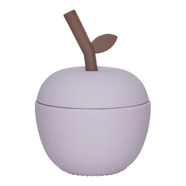 OYOY Mini - Apfel Becher mit Strohhalm, lavender