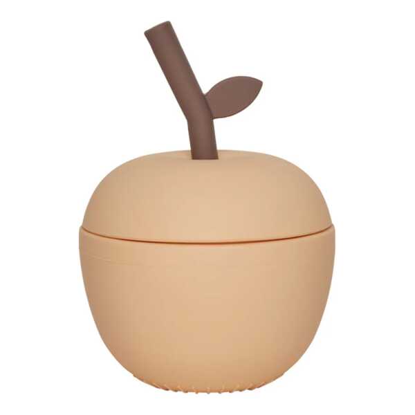 OYOY Mini - Apfel Becher mit Strohhalm, peach