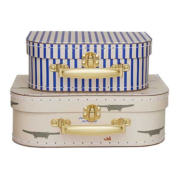 OYOY Mini - Toucan & Stripe Mini-Koffer, beige (2er-Set)