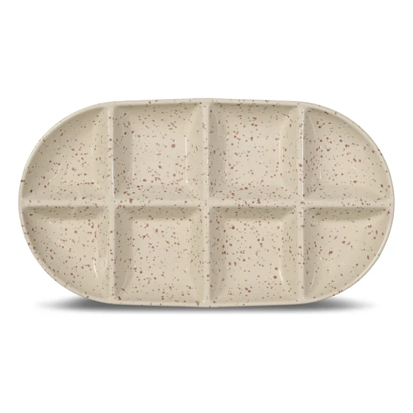 Sagaform Ditte Servierplatte groß 20x36 cm Beige-Weinrot