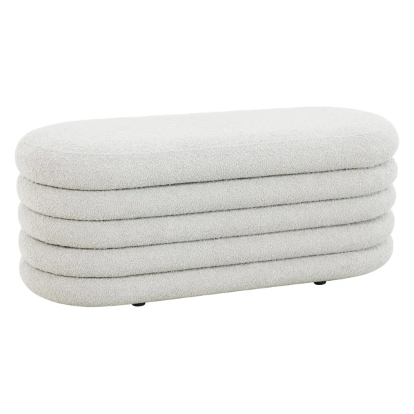 Svita Blossom XL Hocker Mit Stauraum Sitzhocker Ottomane Pouf Teddyboucle Weiß