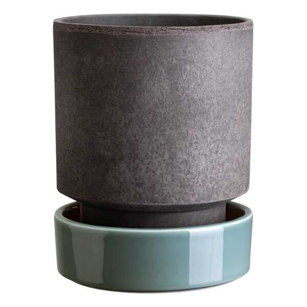 Bergs Potter Hoff Blumentopf Ø18 cm, Raw Grey-Misty Blue