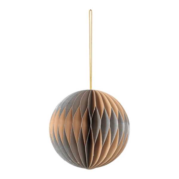 Broste Copenhagen - Christmas Ball Deko-Anhänger, Ø 9 cm, silver / indian tan