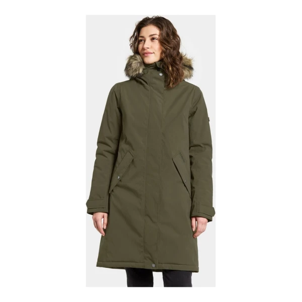 Didriksons Winterjacke Damen Wintermantel Kapuze aus Kunstfell ERNA