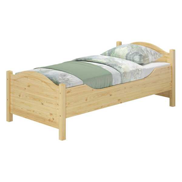 ERST-HOLZ Bettgestell Hohes Seniorenbett Landhausstil 100 x 200 cm Einzelbett Kiefer Massiv, Kiefer farblos lackiert