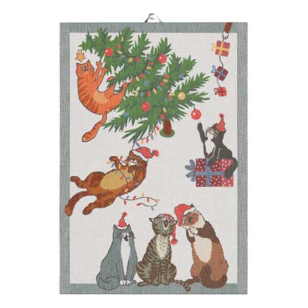 Ekelund Linneväveri Purr-fect Christmas Geschirrtuch 35x50 cm Multi
