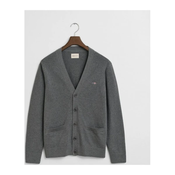 Gant Strickjacke CASUAL COTTON V-Ausschnitt, regular fit, Taschen