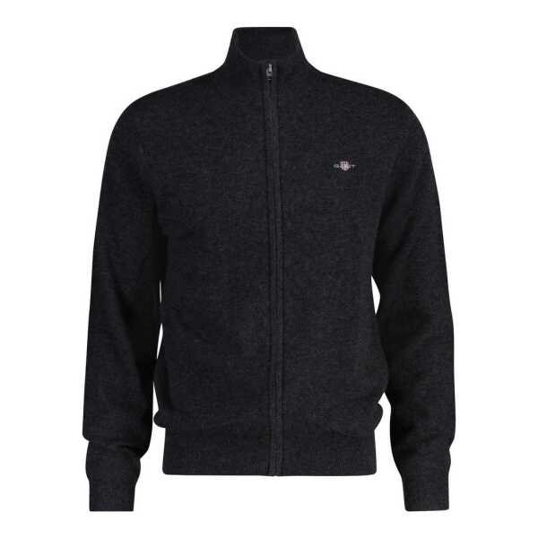 Gant Strickjacke EXTRAFINE LAMBSWOOL ZIP CARDIGAN mit Logostickerei