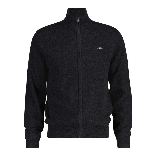 Gant Strickjacke EXTRAFINE LAMBSWOOL ZIP CARDIGAN mit Logostickerei