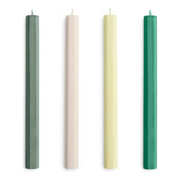HAY Hexagon Candle Kerzen Mix 4er-Pack Greens-whites