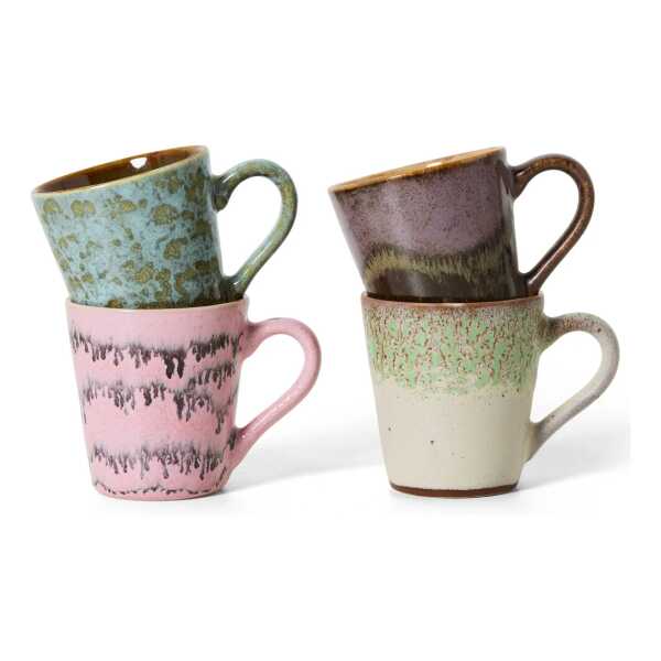 HKliving - 70's Espressotasse, 80 ml, brutalism (4er-Set)
