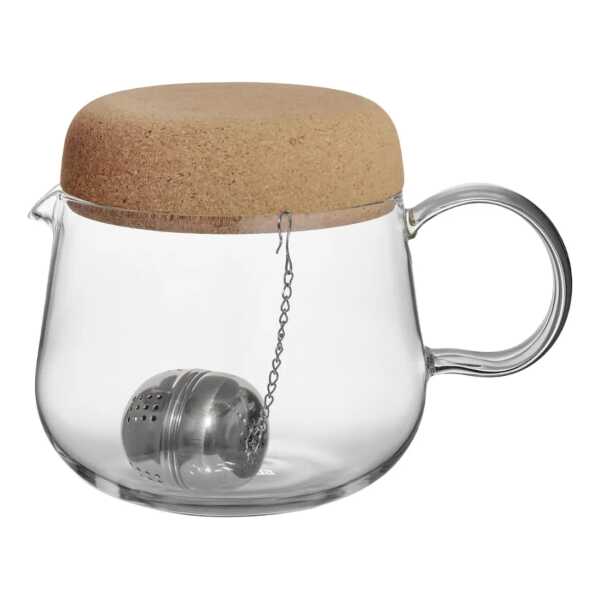 Kosta Boda Viva Teekanne mit Korkdeckel 1,2 L Klar