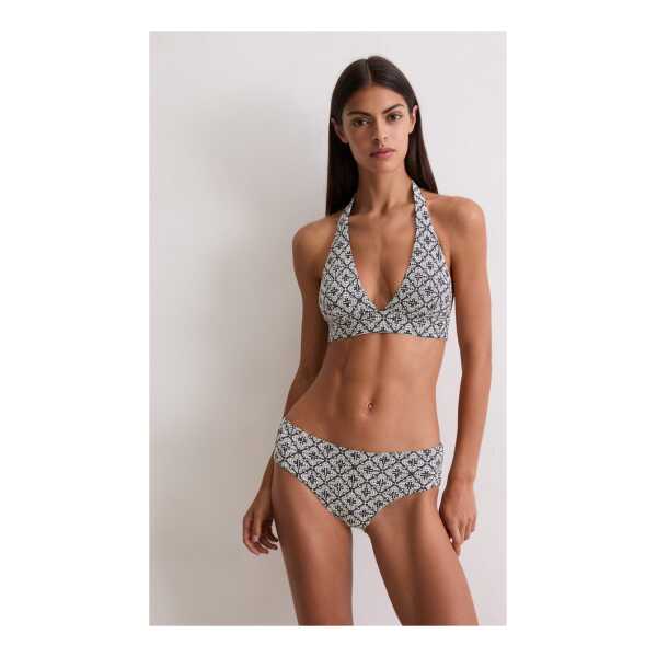 Marc O'Polo Triangel-Bikini-Top Geo Capsule, tiefer V-Ausschnitt, Neckholder zum Binden, elastisch, Print