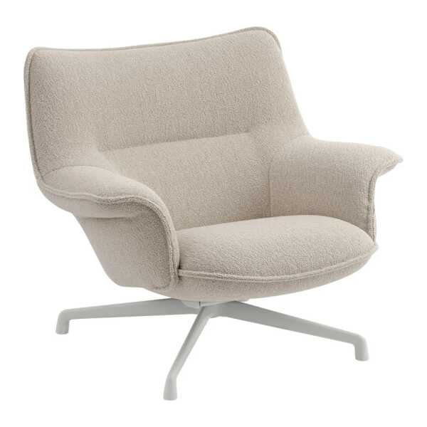 Muuto - Doze Lounge Chair Low, Drehgestell hellgrau / beige (Bezug Hearth 7)