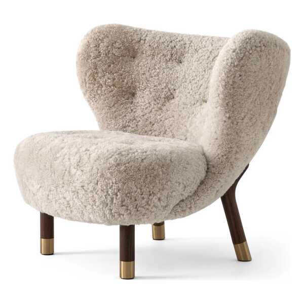 &Tradition - Little Petra VB1 Lounge Chair Limited Edition, Walnuss mit Messing / Schaffell Moonlight
