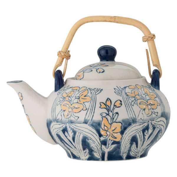Bloomingville Teekanne mit Holzhenkel mit Teesieb 0,8 l blau,...