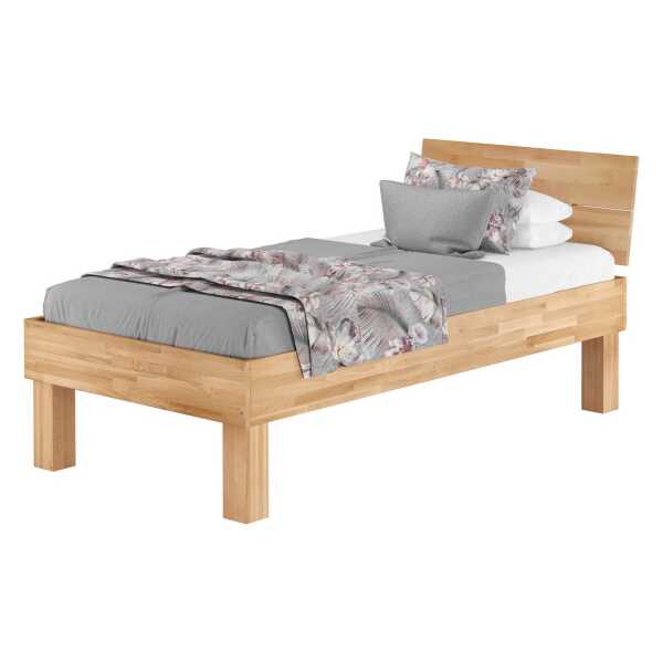 ERST-HOLZ Bettgestell Hohes Seniorenbett 100 x 200 cm Extra Stabil Buche Massivholz, Buche farblos lackiert