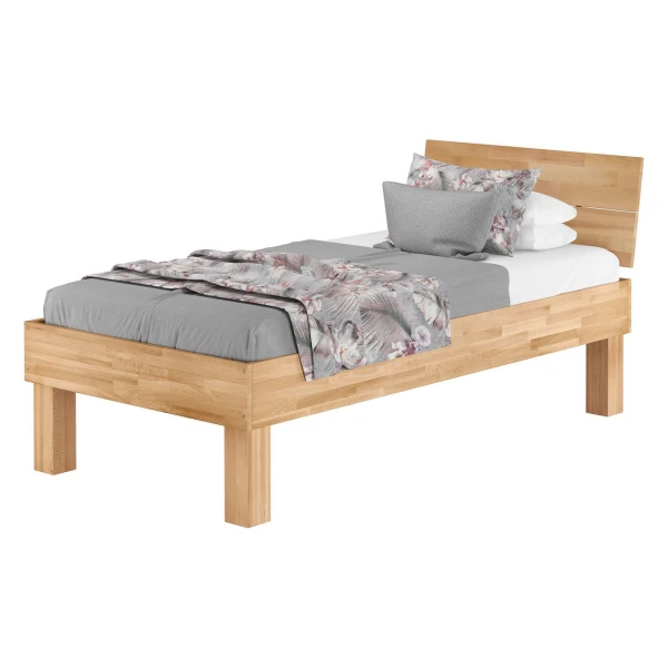 ERST-HOLZ Bettgestell Hohes Seniorenbett 100 x 200 cm Extra Stabil Buche Massivholz, Buche farblos lackiert