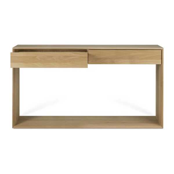 Ethnicraft Nordic Konsolentisch Lackierte Eiche mit zwei Schubladen 160x40 cm